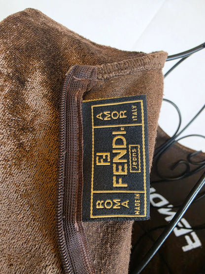 Fendi-Jeans-Top-Vintage-Velluto-Cinigliato-Marrone-70263538680132 - Pally Vintage Closet