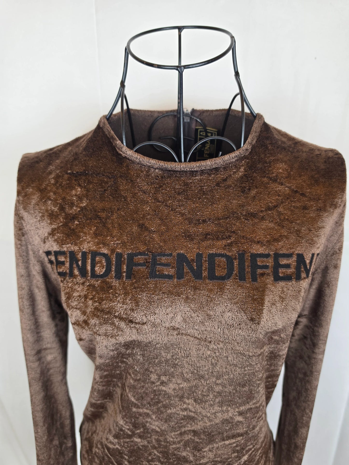 Fendi-Jeans-Top-Vintage-Velluto-Cinigliato-Marrone-70263538745668 - Pally Vintage Closet