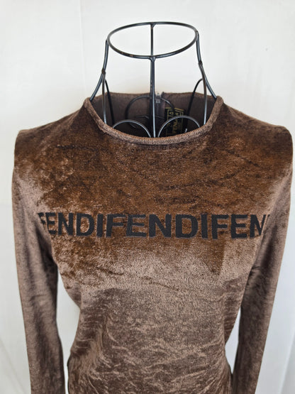 Fendi-Jeans-Top-Vintage-Velluto-Cinigliato-Marrone-70263538745668 - Pally Vintage Closet
