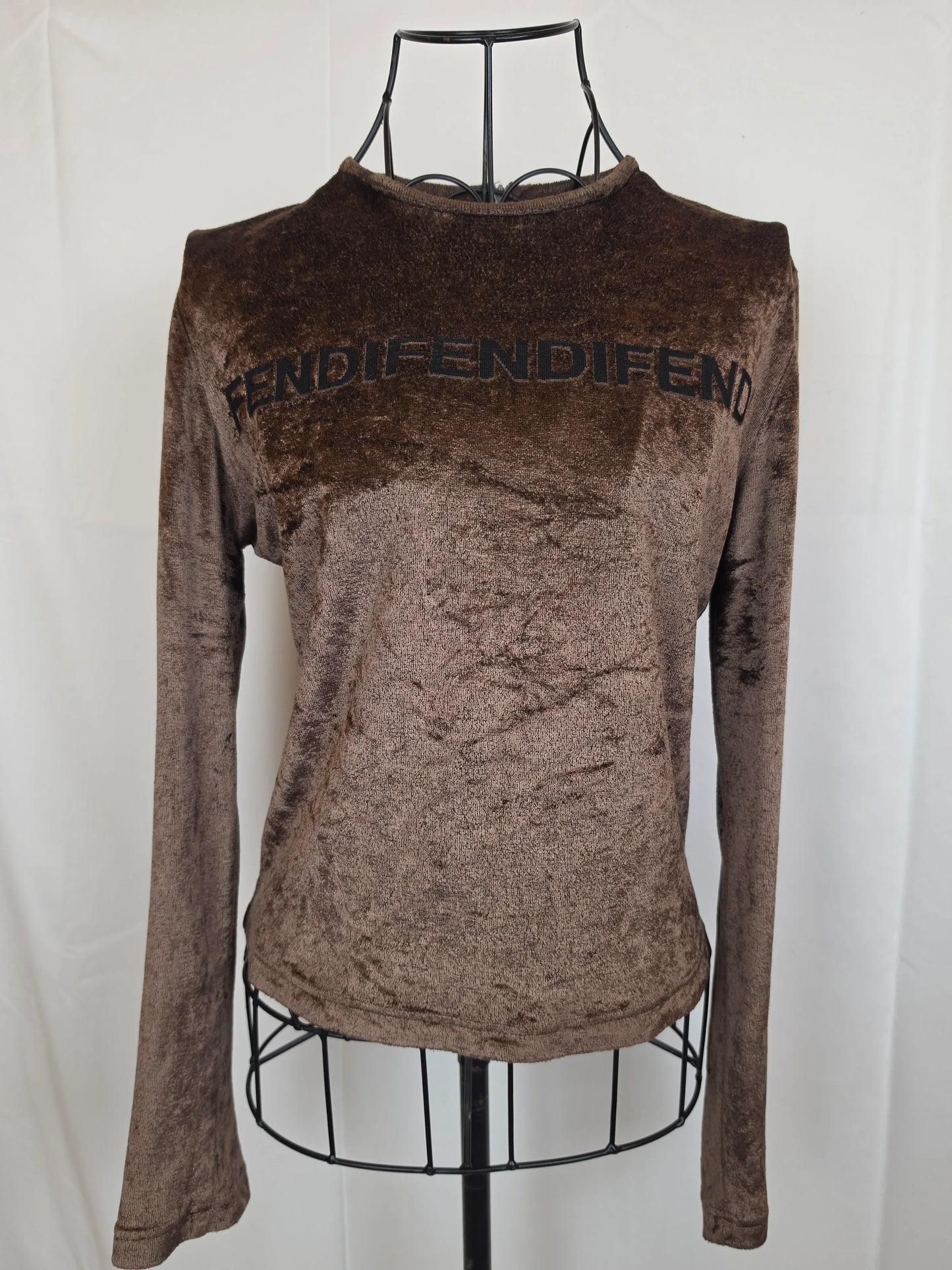Fendi-Jeans-Top-Vintage-Velluto-Cinigliato-Marrone-70263538778436 - Pally Vintage Closet