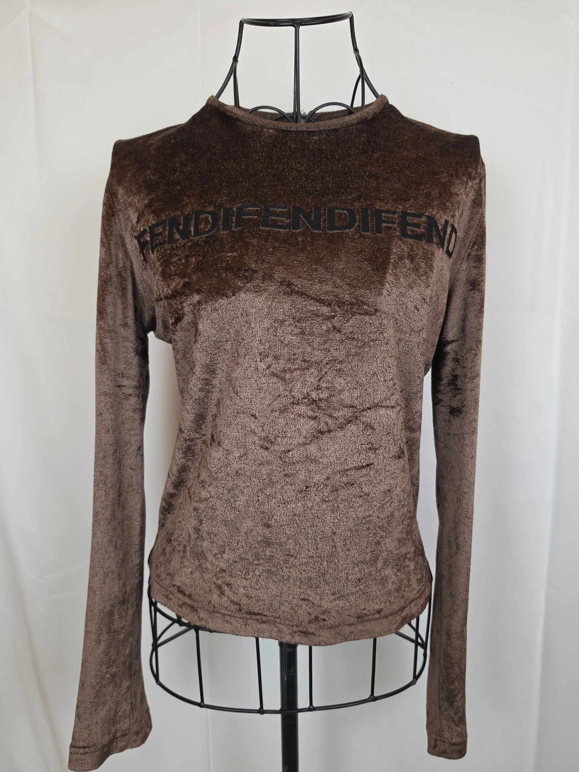 Fendi-Jeans-Top-Vintage-Velluto-Cinigliato-Marrone-70263538778436 - Pally Vintage Closet