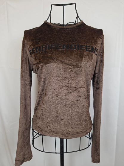 Fendi-Jeans-Top-Vintage-Velluto-Cinigliato-Marrone-70263538778436 - Pally Vintage Closet