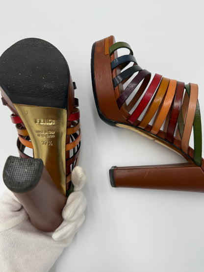 Fendi Mules con Tacco in Pelle Multicolore - Pally Vintage Closet