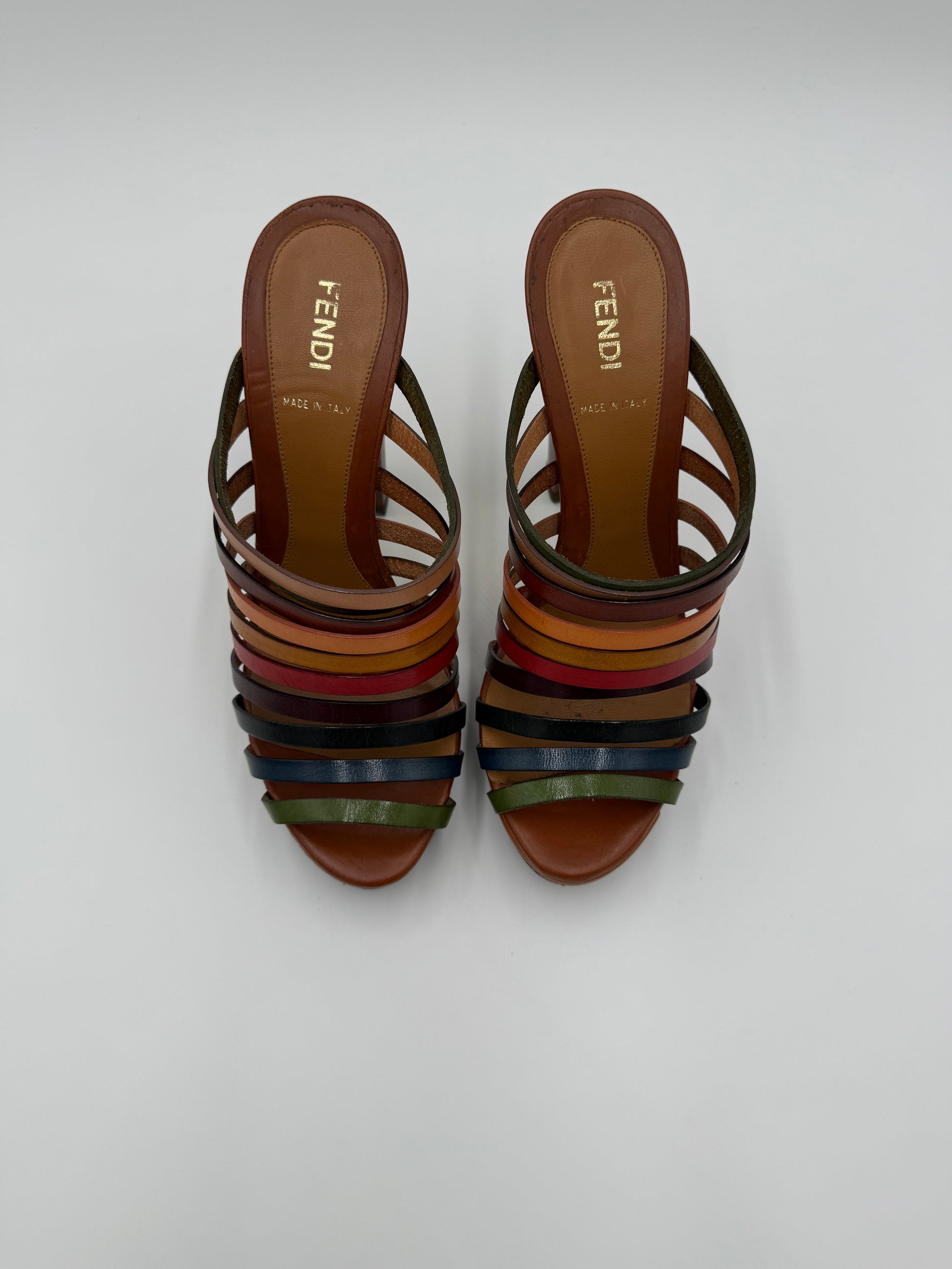 Fendi Mules con Tacco in Pelle Multicolore - Pally Vintage Closet