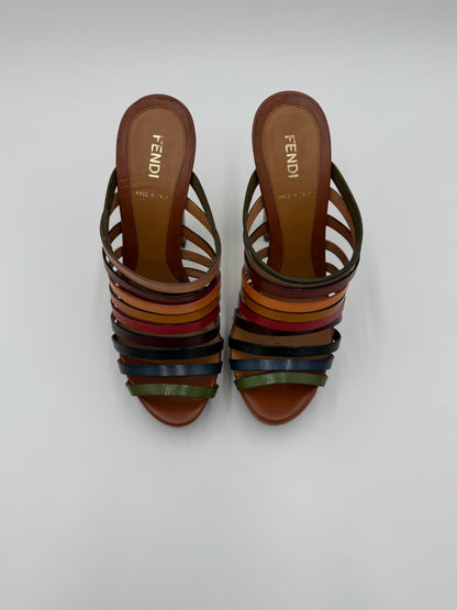 Fendi Mules con Tacco in Pelle Multicolore - Pally Vintage Closet