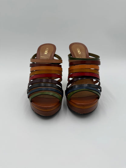 Fendi Mules con Tacco in Pelle Multicolore - Pally Vintage Closet