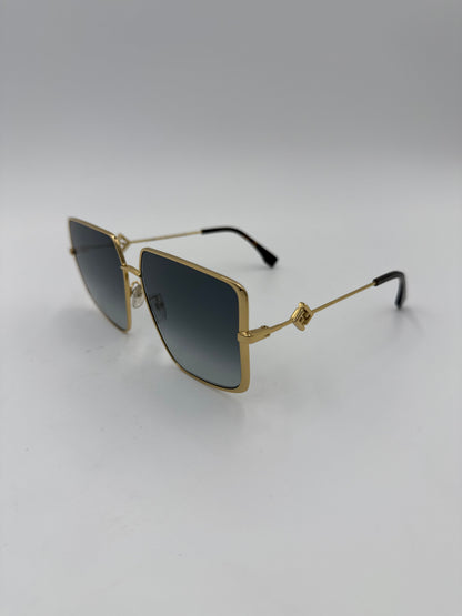 Fendi Occhiali da Sole Modello Geometrico Oversize in Metallo Dorato