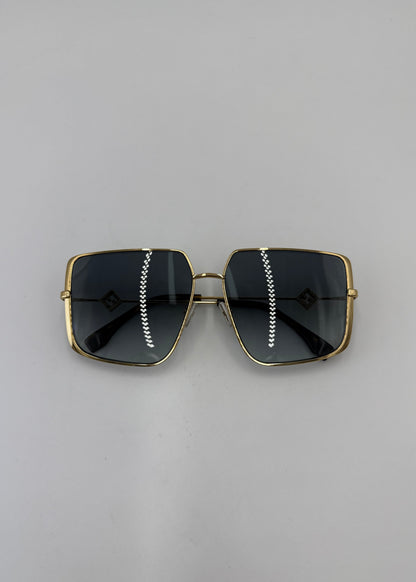 Fendi Occhiali da Sole Modello Geometrico Oversize in Metallo Dorato