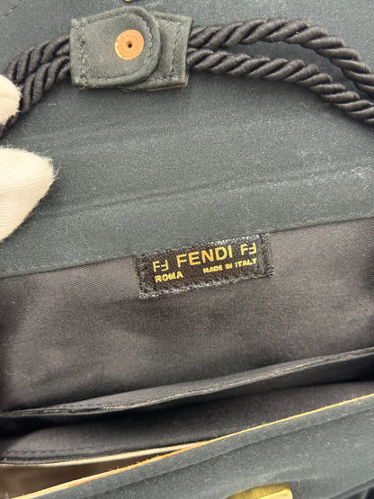 Fendi Pochette Vintage in Seta e Pizzo con Perline Nera - Pally Vintage Closet