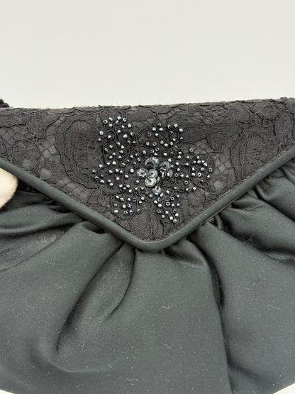 Fendi Pochette Vintage in Seta e Pizzo con Perline Nera - Pally Vintage Closet