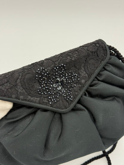 Fendi Pochette Vintage in Seta e Pizzo con Perline Nera - Pally Vintage Closet