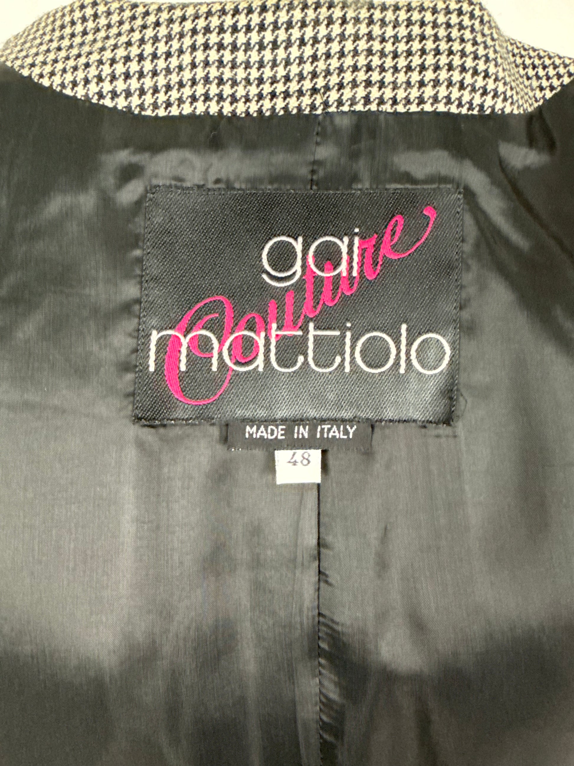 Gai Mattiolo Couture Blazer Vintage Pied-de-Poule e Paillettes Nero e Bianco - Pally Vintage Closet