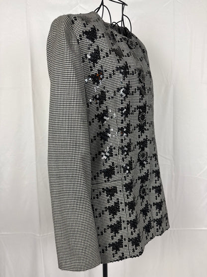 Gai Mattiolo Couture Blazer Vintage Pied-de-Poule e Paillettes Nero e Bianco - Pally Vintage Closet