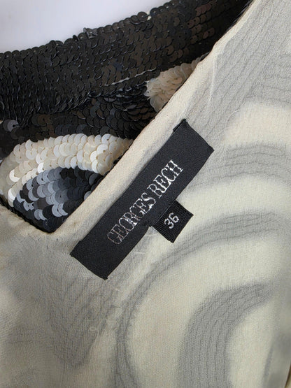 Georges Rech Miniabito Vintage Motivo Zebrato in Paillettes Bianco e Nero - Pally Vintage Closet