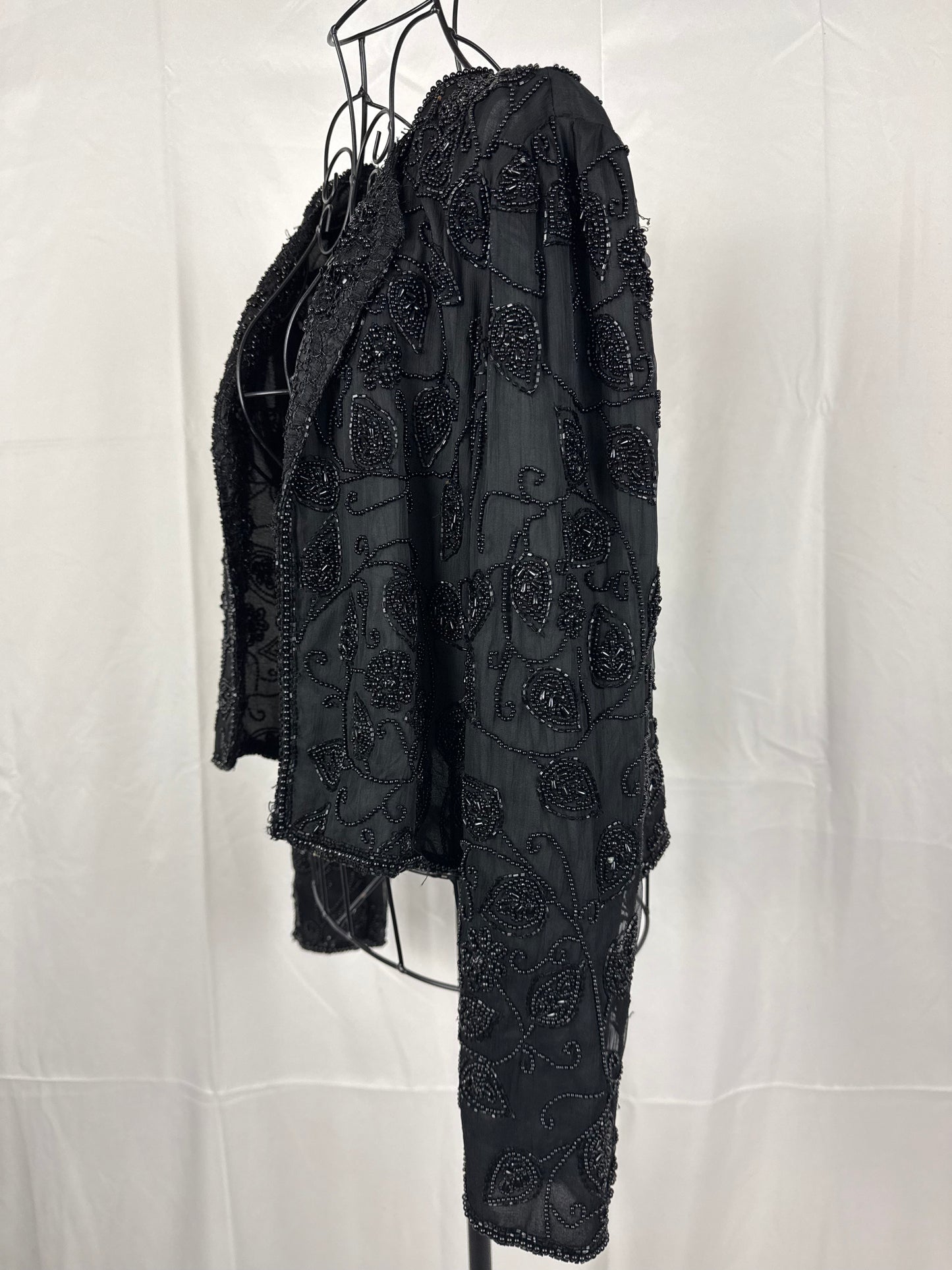 Giacca Vintage Sartoriale con Ricami di Perline e Lustrini Nera - Pally Vintage Closet