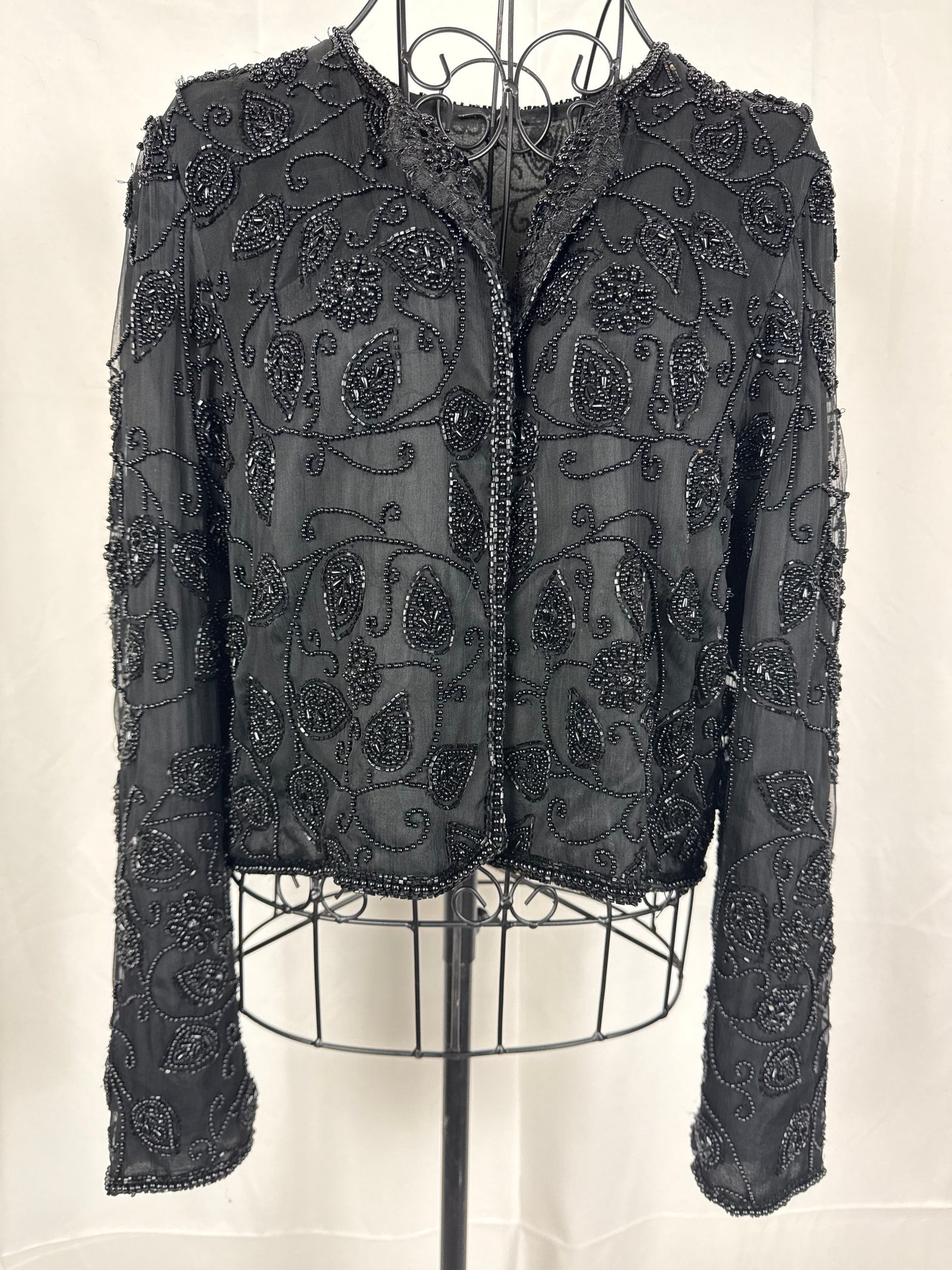 Giacca Vintage Sartoriale con Ricami di Perline e Lustrini Nera - Pally Vintage Closet