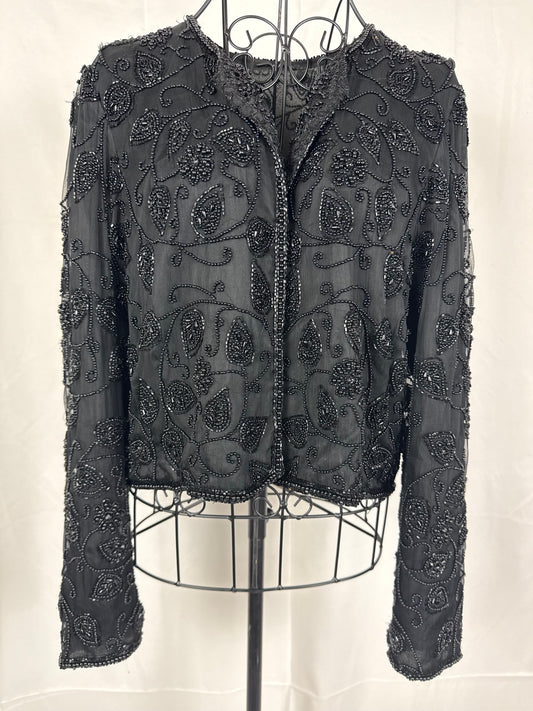 Giacca Vintage Sartoriale con Ricami di Perline e Lustrini Nera - Pally Vintage Closet