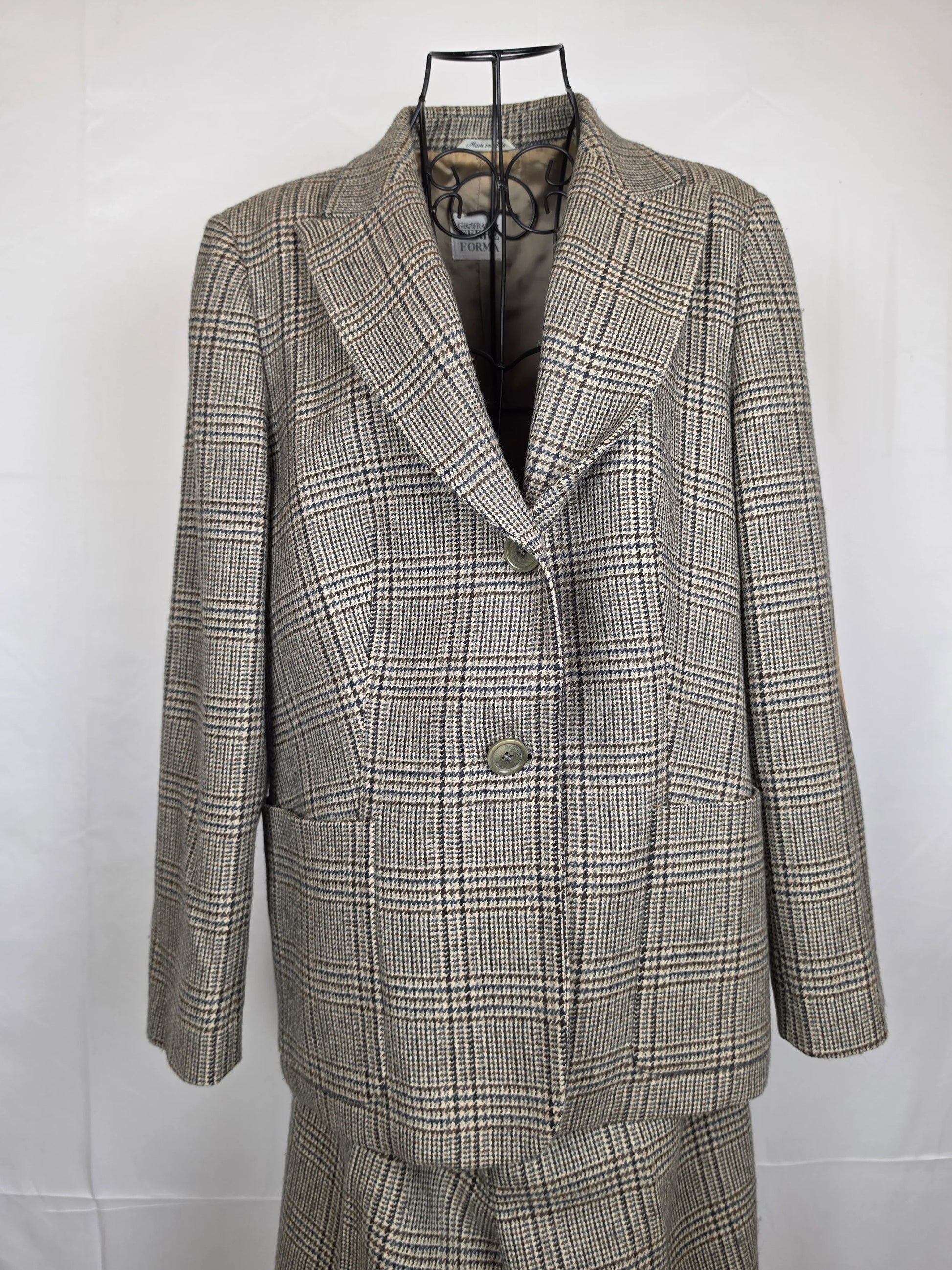 Gianfranco-Ferr-Forma-Completo-Vintage-Lana-Vergine-a-Quadri-70263543431492 - Pally Vintage Closet