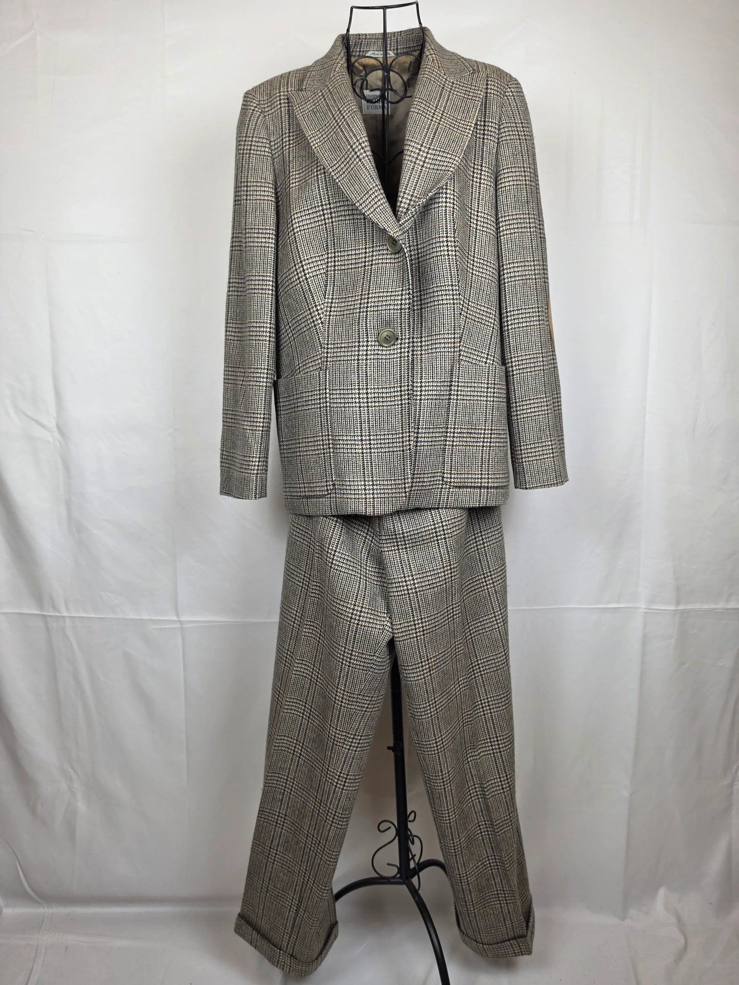 Gianfranco-Ferr-Forma-Completo-Vintage-Lana-Vergine-a-Quadri-70263543464260 - Pally Vintage Closet