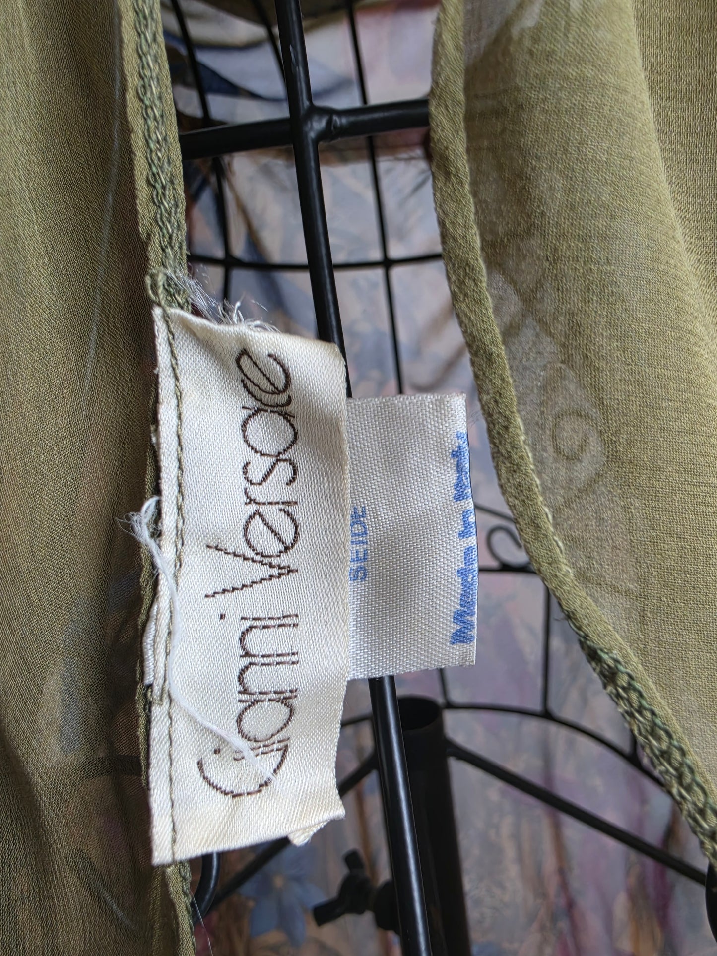 Gianni Versace Abito Vintage Iconica Seta Chiffon Jungle and Birds Verde - Pally Vintage Closet