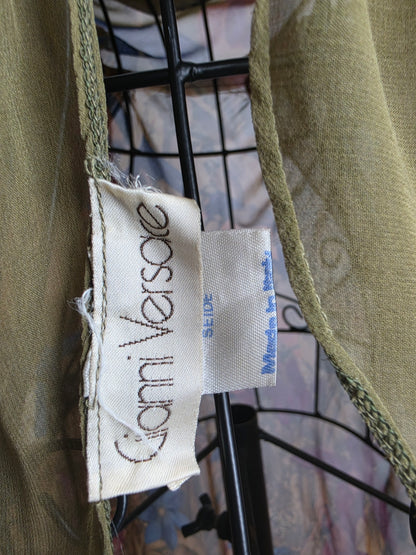 Gianni Versace Abito Vintage Iconica Seta Chiffon Jungle and Birds Verde - Pally Vintage Closet