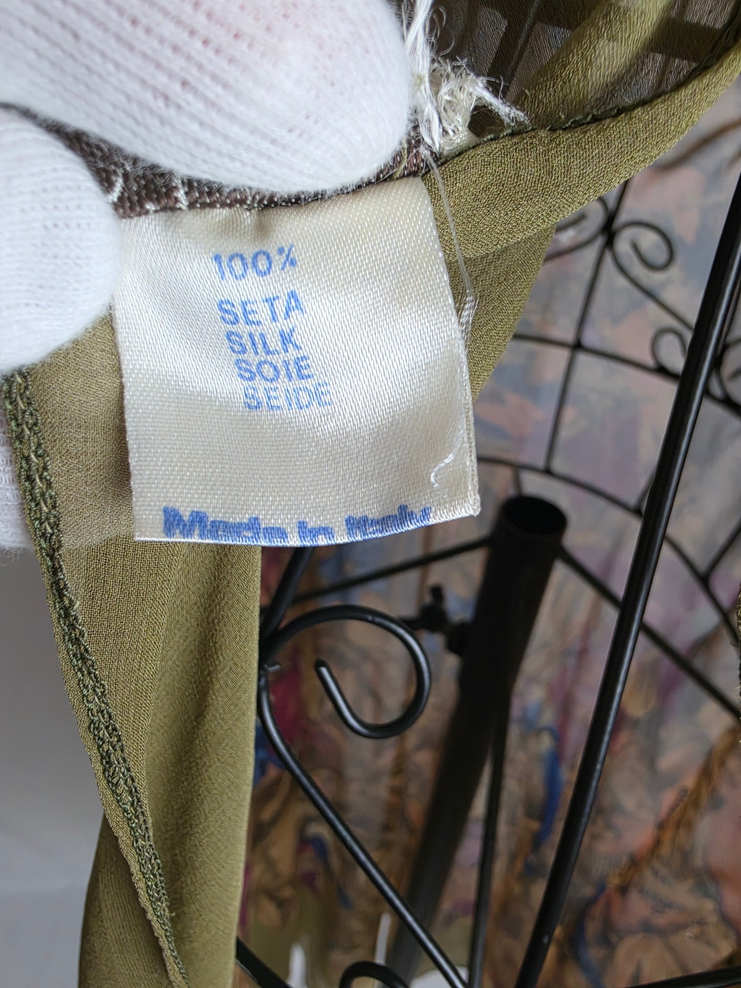 Gianni Versace Abito Vintage Iconica Seta Chiffon Jungle and Birds Verde - Pally Vintage Closet