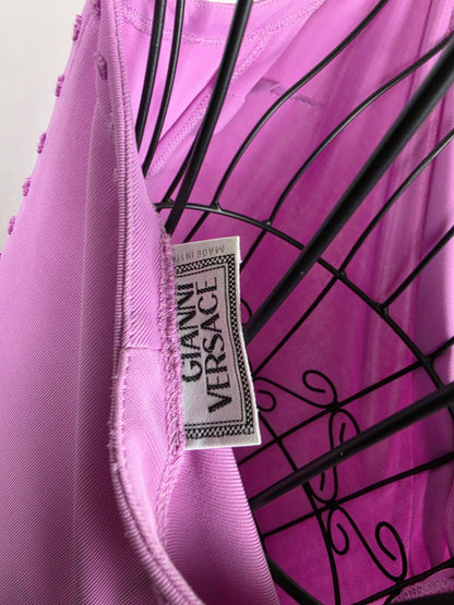Gianni Versace Abito Vintage con Meduse e Bordi Ricamati Viola - Pally Vintage Closet