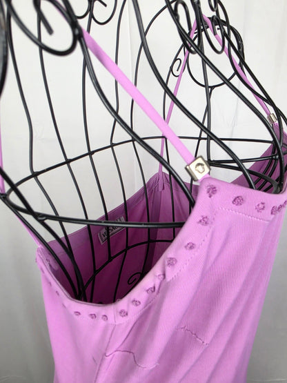 Gianni Versace Abito Vintage con Meduse e Bordi Ricamati Viola - Pally Vintage Closet