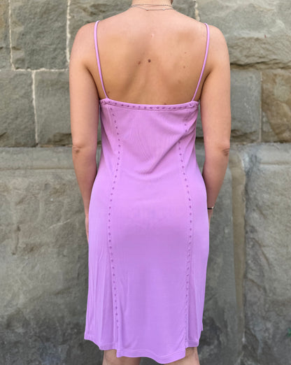 Gianni Versace Abito Vintage con Meduse e Bordi Ricamati Viola - Pally Vintage Closet