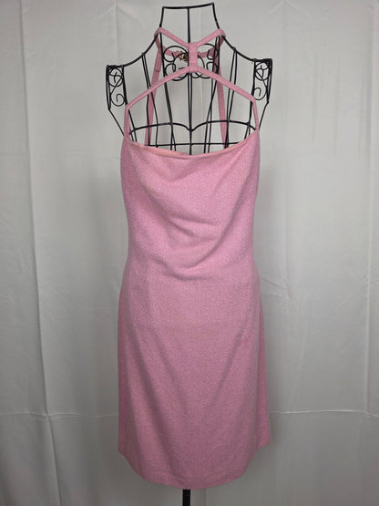 Gianni Versace Completo Vintage Abito e Soprabito in Tweed Bouclé Rosa Shimmer - Pally Vintage Closet