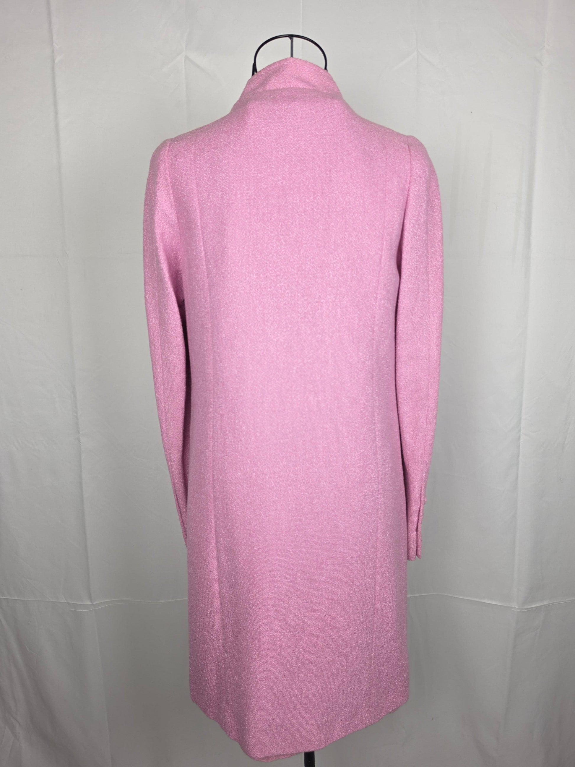 Gianni Versace Completo Vintage Abito e Soprabito in Tweed Bouclé Rosa Shimmer - Pally Vintage Closet