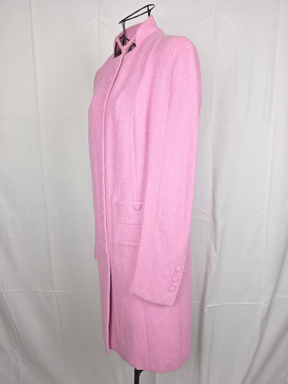 Gianni Versace Completo Vintage Abito e Soprabito in Tweed Bouclé Rosa Shimmer - Pally Vintage Closet