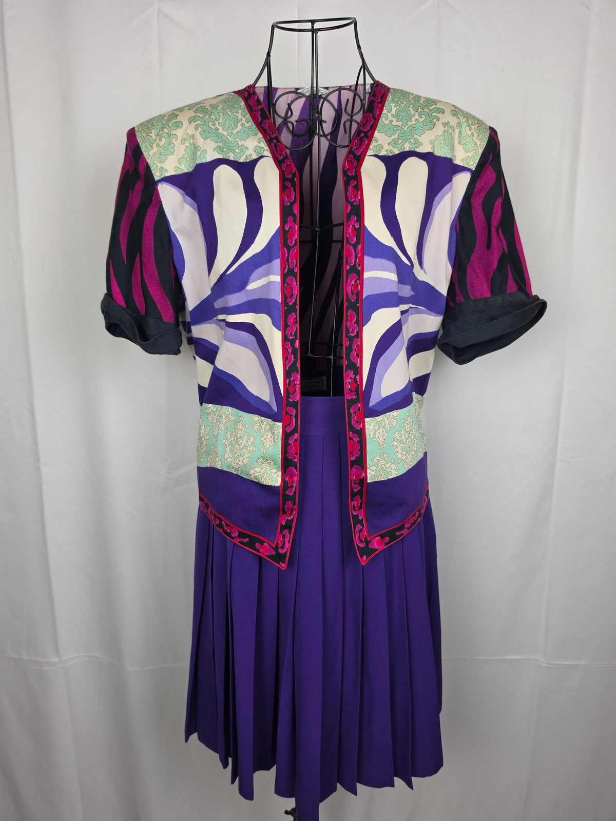 Gianni Versace Completo Vintage Giacca e Gonna Plissettata Viola - Pally Vintage Closet