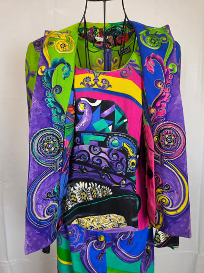 Gianni Versace Couture 1991 Set Vintage 3 Pezzi Pop Art e Baroque Multicolore - Pally Vintage Closet