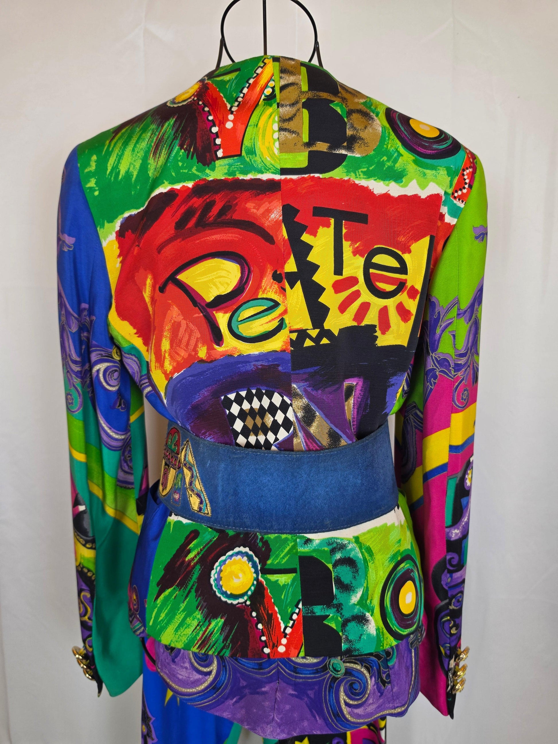 Gianni Versace Couture 1991 Set Vintage 3 Pezzi Pop Art e Baroque Multicolore - Pally Vintage Closet