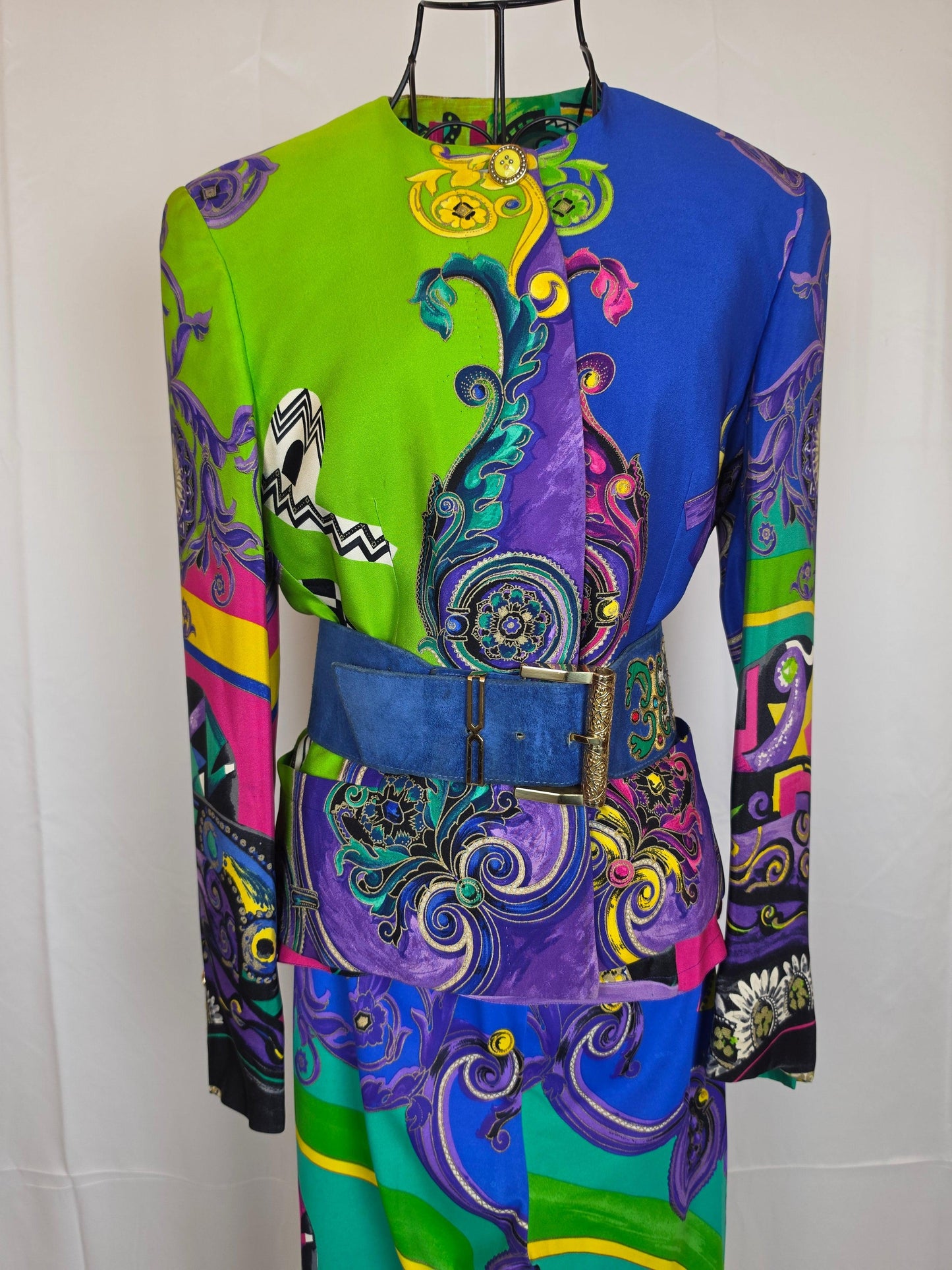 Gianni Versace Couture 1991 Set Vintage 3 Pezzi Pop Art e Baroque Multicolore - Pally Vintage Closet