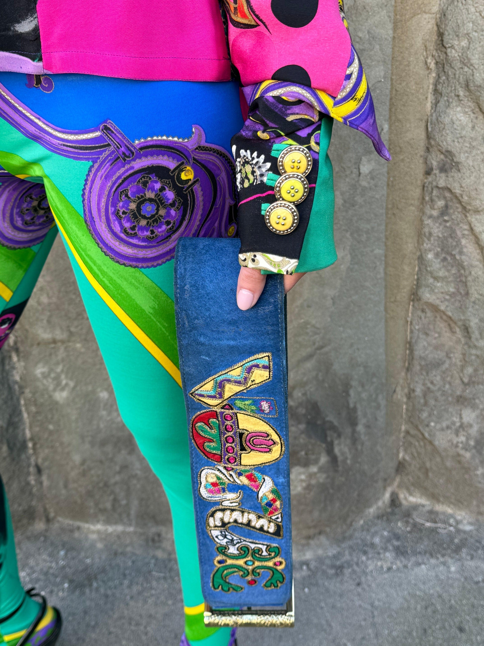 Gianni Versace Couture 1991 Set Vintage 3 Pezzi Pop Art e Baroque Multicolore - Pally Vintage Closet