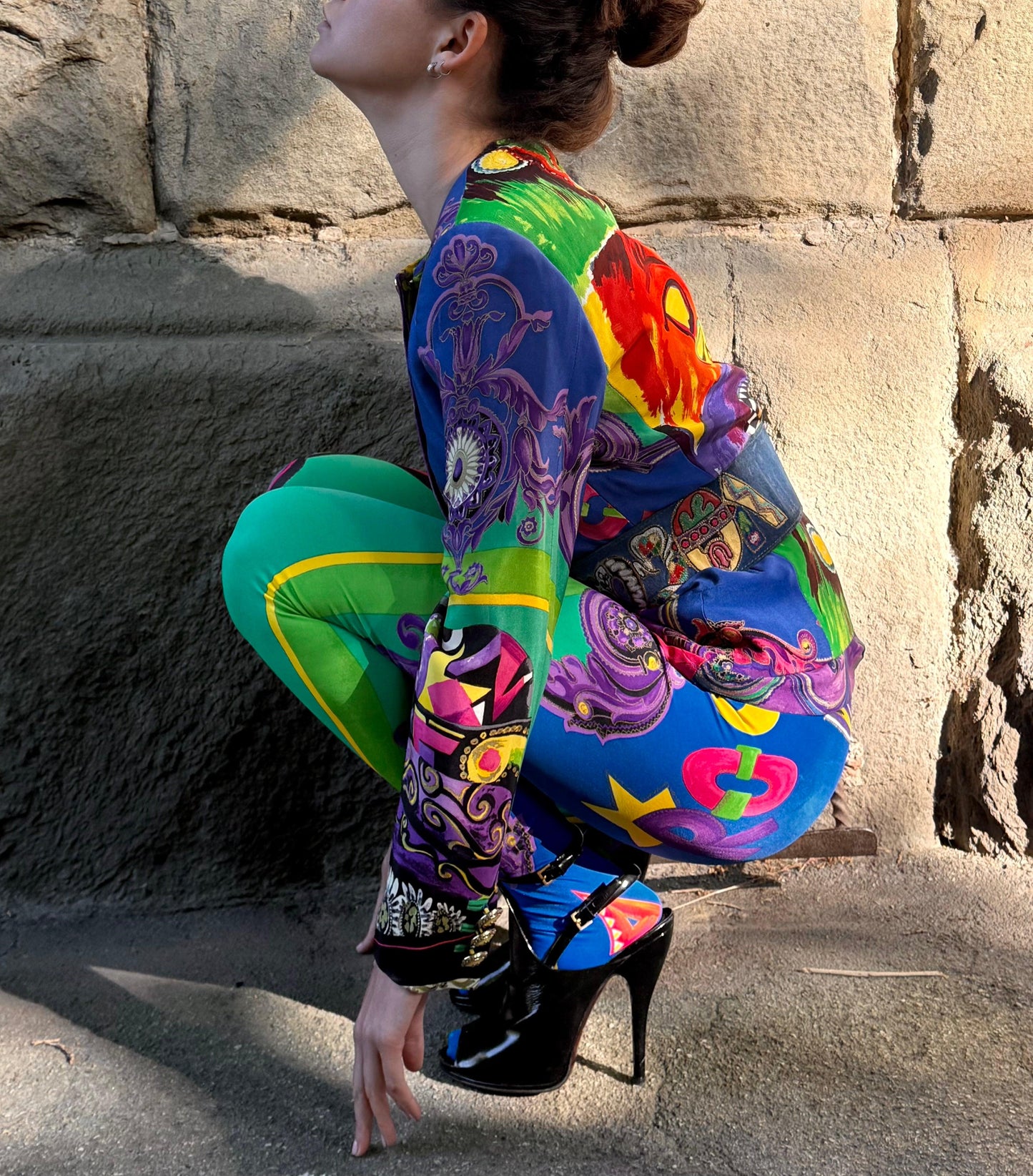 Gianni Versace Couture 1991 Set Vintage 3 Pezzi Pop Art e Baroque Multicolore - Pally Vintage Closet