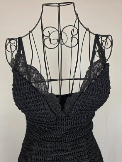 Gianni-Versace-Couture-Abito-Bustier-d-Archivio-1993-in-Pizzo-e-Maglia-Nero-70263559323972 - Pally Vintage Closet
