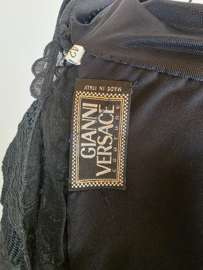 Gianni-Versace-Couture-Abito-Bustier-d-Archivio-1993-in-Pizzo-e-Maglia-Nero-70263559356740 - Pally Vintage Closet