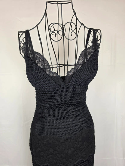 Gianni-Versace-Couture-Abito-Bustier-d-Archivio-1993-in-Pizzo-e-Maglia-Nero-70263559455044 - Pally Vintage Closet
