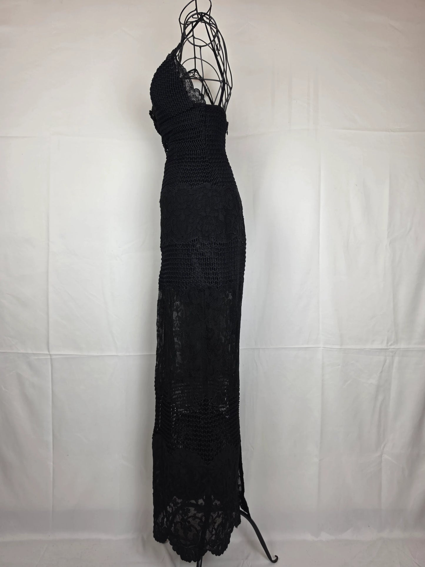 Gianni-Versace-Couture-Abito-Bustier-d-Archivio-1993-in-Pizzo-e-Maglia-Nero-70263559487812 - Pally Vintage Closet