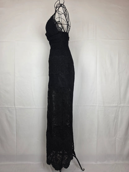 Gianni-Versace-Couture-Abito-Bustier-d-Archivio-1993-in-Pizzo-e-Maglia-Nero-70263559487812 - Pally Vintage Closet