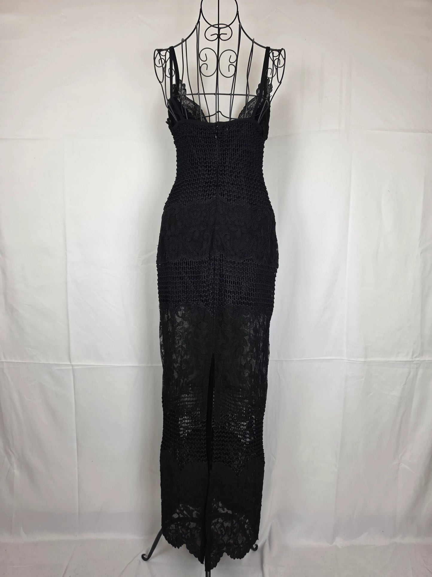 Gianni-Versace-Couture-Abito-Bustier-d-Archivio-1993-in-Pizzo-e-Maglia-Nero-70263559520580 - Pally Vintage Closet