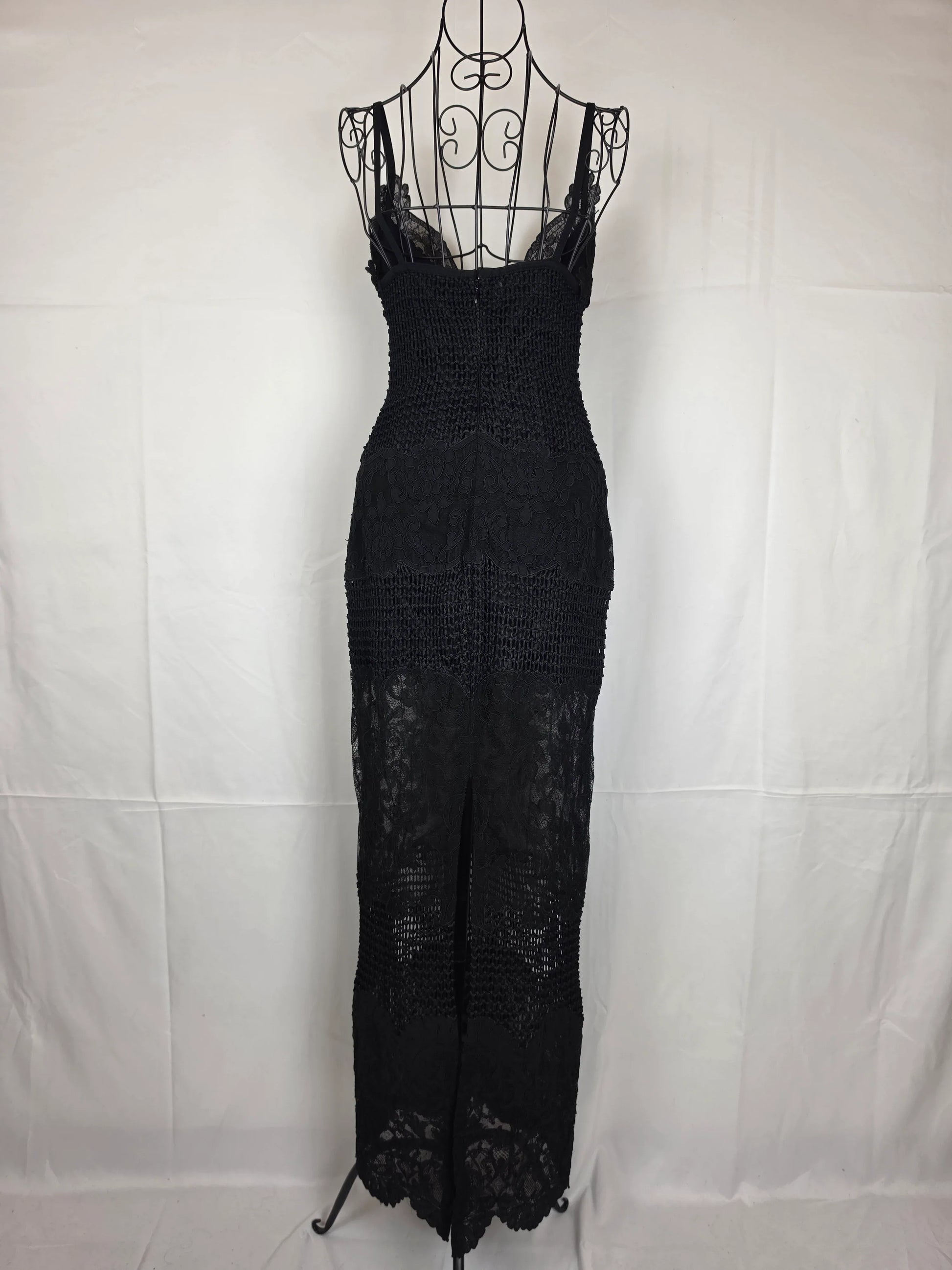 Gianni-Versace-Couture-Abito-Bustier-d-Archivio-1993-in-Pizzo-e-Maglia-Nero-70263559520580 - Pally Vintage Closet
