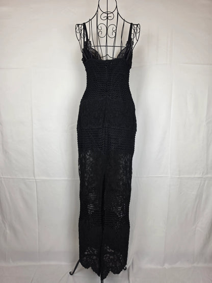 Gianni-Versace-Couture-Abito-Bustier-d-Archivio-1993-in-Pizzo-e-Maglia-Nero-70263559520580 - Pally Vintage Closet