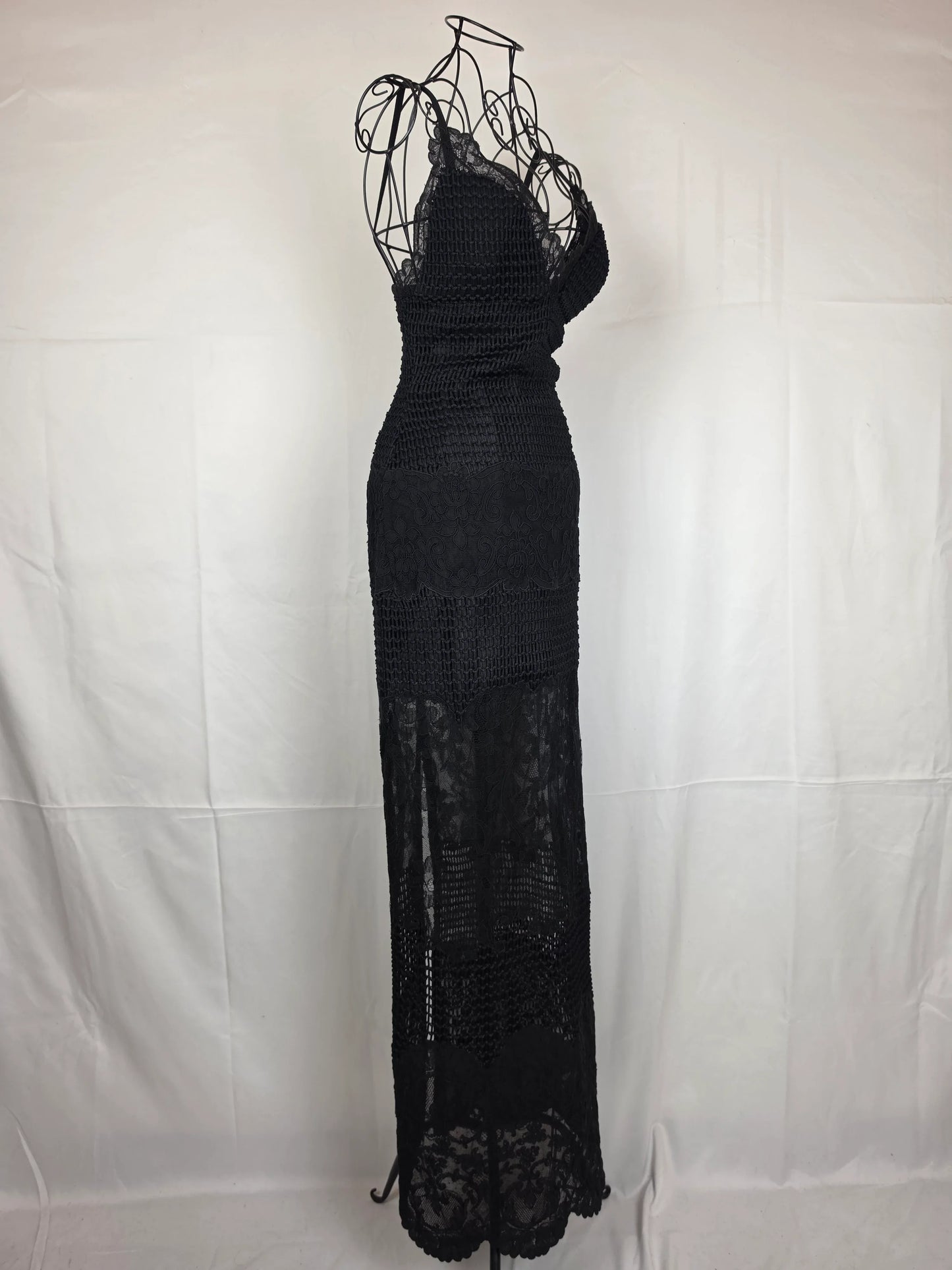 Gianni-Versace-Couture-Abito-Bustier-d-Archivio-1993-in-Pizzo-e-Maglia-Nero-70263559553348 - Pally Vintage Closet