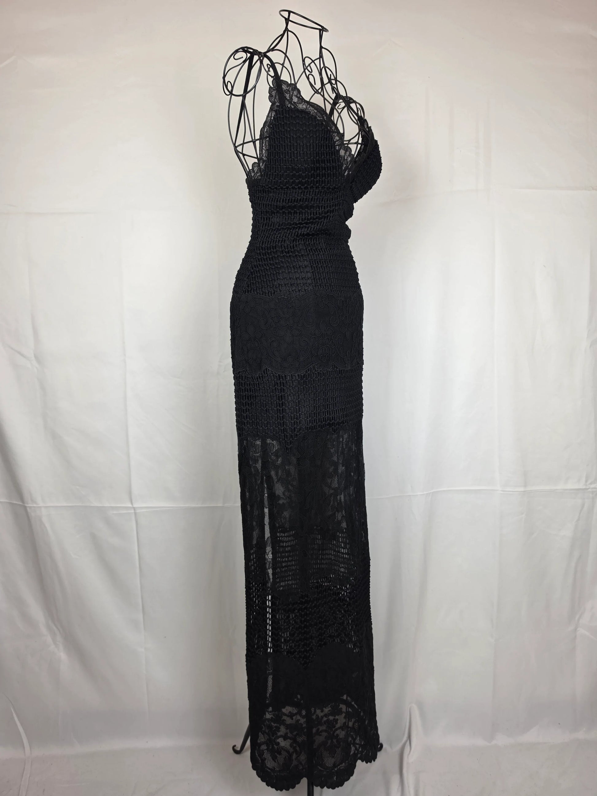 Gianni-Versace-Couture-Abito-Bustier-d-Archivio-1993-in-Pizzo-e-Maglia-Nero-70263559553348 - Pally Vintage Closet