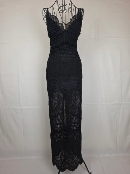 Gianni-Versace-Couture-Abito-Bustier-d-Archivio-1993-in-Pizzo-e-Maglia-Nero-70263559586116 - Pally Vintage Closet