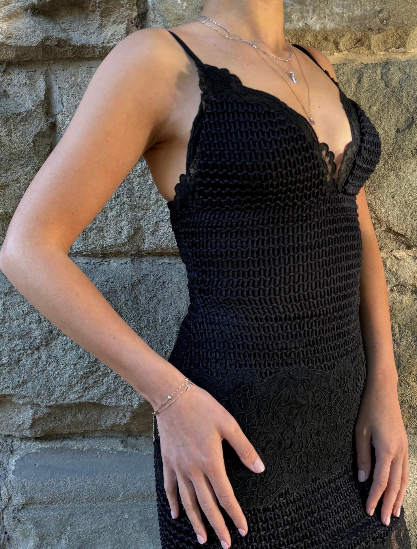 Gianni-Versace-Couture-Abito-Bustier-d-Archivio-1993-in-Pizzo-e-Maglia-Nero-70397280846148 - Pally Vintage Closet